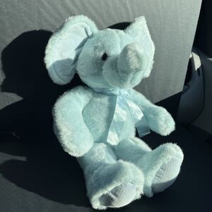 16" VTG RUSS BERRIE LOLLIPOP Blue Elephant  STUFFED ANIMAL PLUSH Toy Rattle